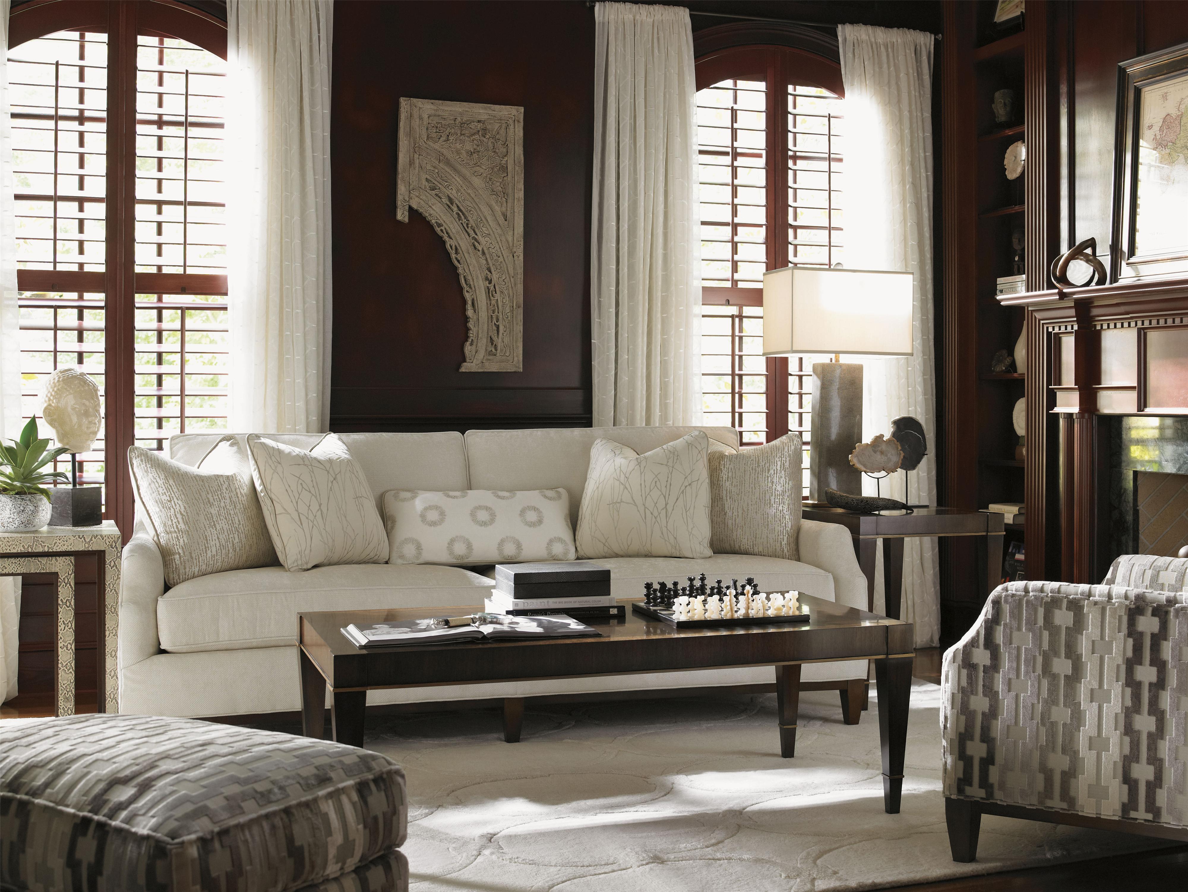 Lexington Tower Place 799133 Contemporary Conrad Conversation Sofa with Exposed Wood Base